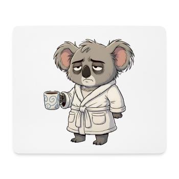 Müder Koala im Morgenmantel mit Kaffee Cartoon - Mousepad (Querformat) - Weiß - Vorne
