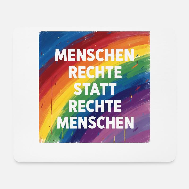 Buntes Menschenrechte statt rechte Menschen - Mousepad (Querformat) - Weiß