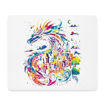 Dragon Castle Fantasy Magic Mythology Creature - Mouse Pad (horizontal) - white - Front
