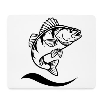 Springender Flussbarsch Angler Action - Mousepad (Querformat) - Weiß - Vorne