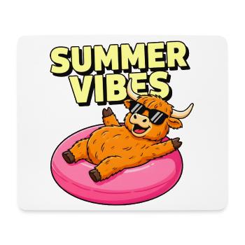 Summer Vibes Highland-Kuh auf rosa Festwagen - Mousepad (Querformat) - Weiß - Vorne