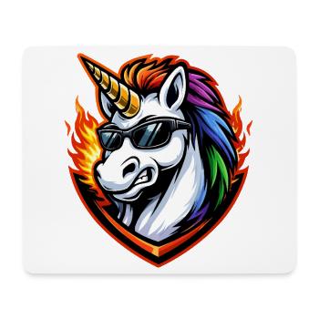 Feuerregenbogen Unicorn mit Sonnenbrille - Mousepad (Querformat) - Weiß - Vorne