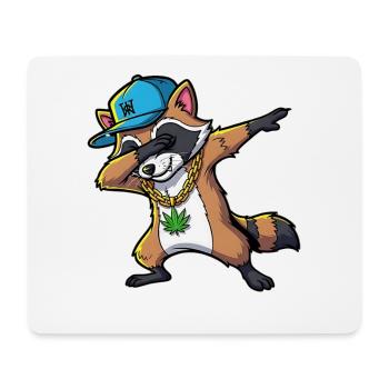 Dabbing Waschbär mit Hanfblatt - Mousepad (Querformat) - Weiß - Vorne