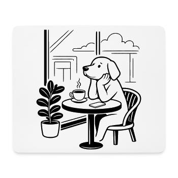 Hund im Café - Mousepad (Querformat) - Weiß - Vorne