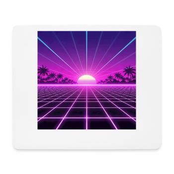 Sunset Neon Retrogrid retour aux années 90 - Tapis de souris (format paysage) - blanc - Devant
