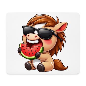 Cooles Pferd mit Melone Sommer Sonne Reiten - Mousepad (Querformat) - Weiß - Vorne