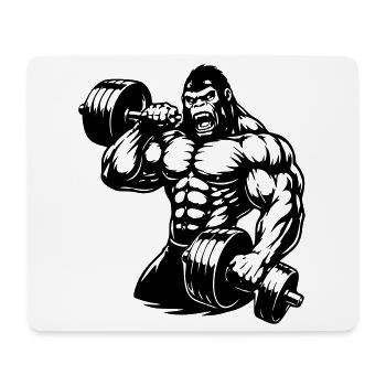 gorille musclé qui fait de la musculation - Tapis de souris (format paysage) - blanc - Devant
