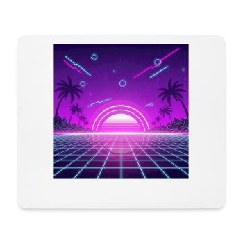 Neon Retro Sunset Grid - Mousepad (Querformat) - Weiß - Vorne