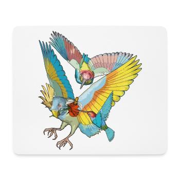 Bunte Vögel - Mousepad (Querformat) - Weiß - Vorne