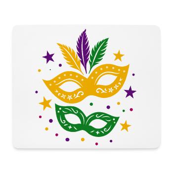 Karneval Masken mit Sternen & bunten Federn - Mousepad (Querformat) - Weiß - Vorne
