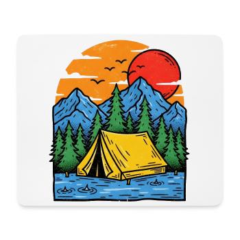 Camping am Bergsee Abendrot - Mousepad (Querformat) - Weiß - Vorne