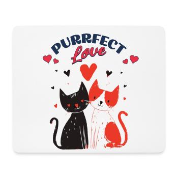Katzenliebe Duo mit Herzen - Mousepad (Querformat) - Weiß - Vorne