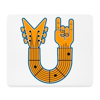 U-Shape Guitar & Rock Hand - Mouse Pad (horizontal) - white - Front