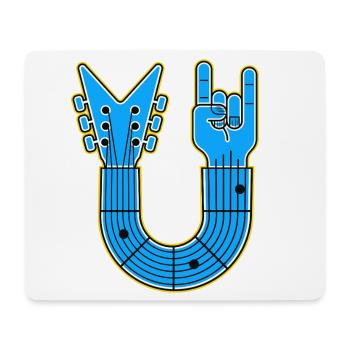 Guitare en U bleue avec main rock - Tapis de souris (format paysage) - blanc - Devant
