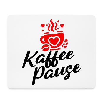 Kaffee Pause - Kaffeebecher mit Herzmotiv - Mousepad (Querformat) - Weiß - Vorne