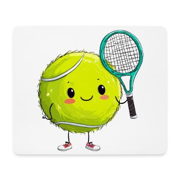 Kuschel Tennisball mit Schläger - Mousepad (Querformat) - Weiß - Vorne