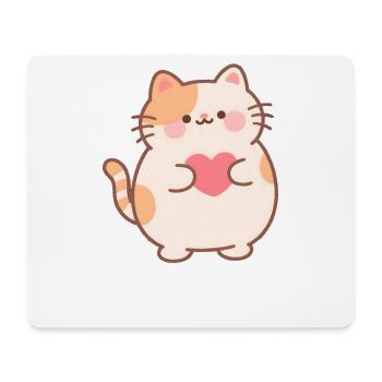 Little Heart Cat Cuddle Design - Mouse Pad (horizontal) - white - Front