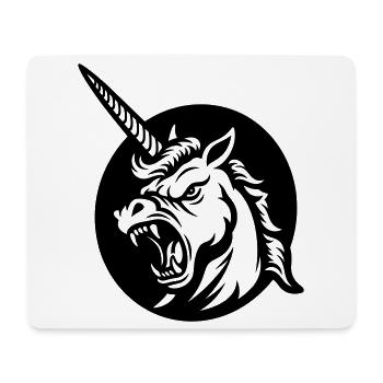 Roaring Unicorn – Aggressive Unicorn Head - Mouse Pad (horizontal) - white - Front