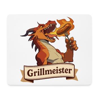 Grillmeister Drache mit Feuerwurst - Mousepad (Querformat) - Weiß - Vorne