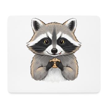 Kuschelraccoon mit Keks - Mousepad (Querformat) - Weiß - Vorne