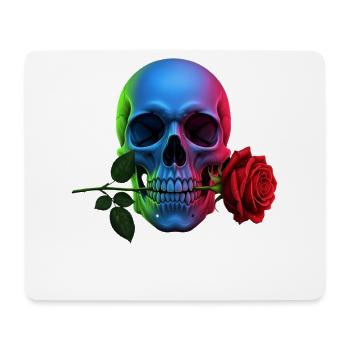 Neon skull with rose gothic design - Mouse Pad (horizontal) - white - Front