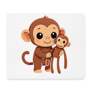 Punch Monkey Cartoon with Cuddly Friend Sticker - Mouse Pad (horizontal) - white - Front
