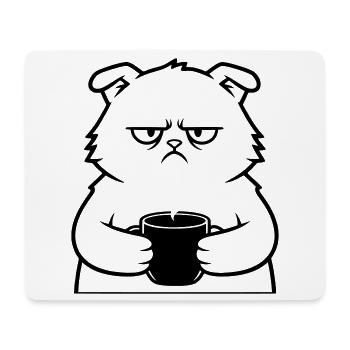 Böse Katze Kaffee Outline - Mousepad (Querformat) - Weiß - Vorne