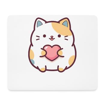 Kawaii Cat Heart Cartoon Motif for Cats Fans - Mouse Pad (horizontal) - white - Front