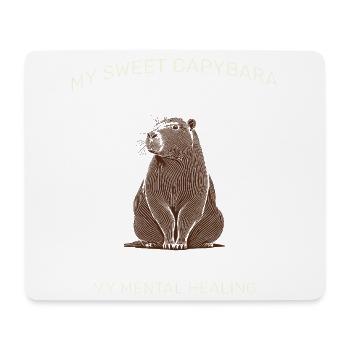 My Sweet Capybara – Aesthetic LineArt Design - Mouse Pad (horizontal) - white - Front