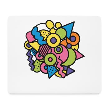 Formes colorées de Memphis, design rétro pop art des années 90 - Tapis de souris (format paysage) - blanc - Devant
