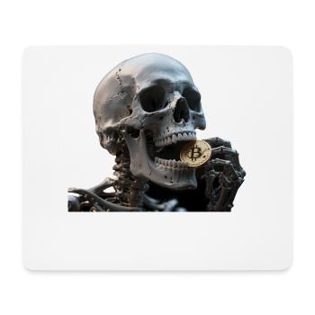 Realistic Skeleton Skull with Bitcoin Coin - Mouse Pad (horizontal) - white - Front
