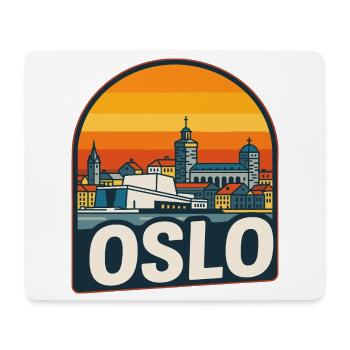 Oslo Norvège Skyline Retro Sunset Vintage Design - Tapis de souris (format paysage) - blanc - Devant