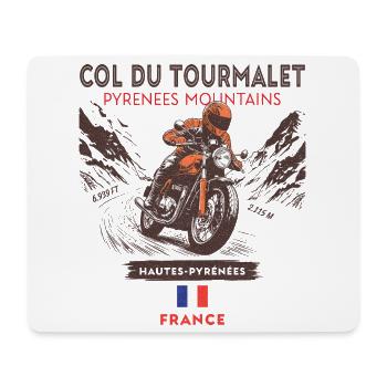 Col du Tourmalet- France -Vintage Motorcycle Biker - Tapis de souris (format paysage) - blanc - Devant