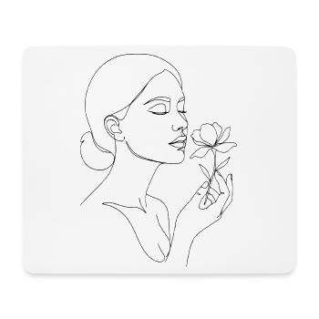 T-shirt en dessin unisexe avec un croquis sur le visage de la femme - Tapis de souris (format paysage) - blanc - Devant