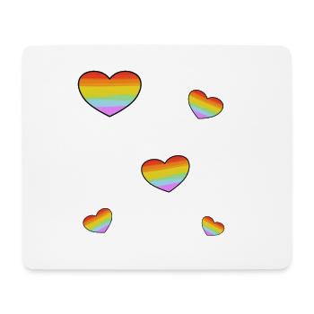 Cœurs du drapeau arc-en-ciel de la fierté - Tapis de souris (format paysage) - blanc - Devant