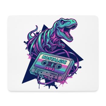 Dinosaur Nostalgic Neon Cassette 80s/90s - Mouse Pad (horizontal) - white - Front