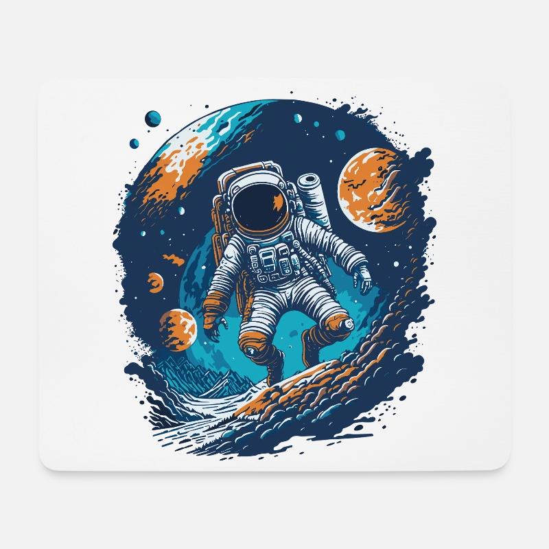 Astronaut im All - Mousepad (Querformat) - Weiß
