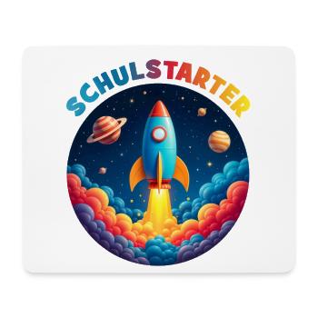 Lustige Bubble Rakete mit Planeten - Schulstarter - Mousepad (Querformat) - Weiß - Vorne