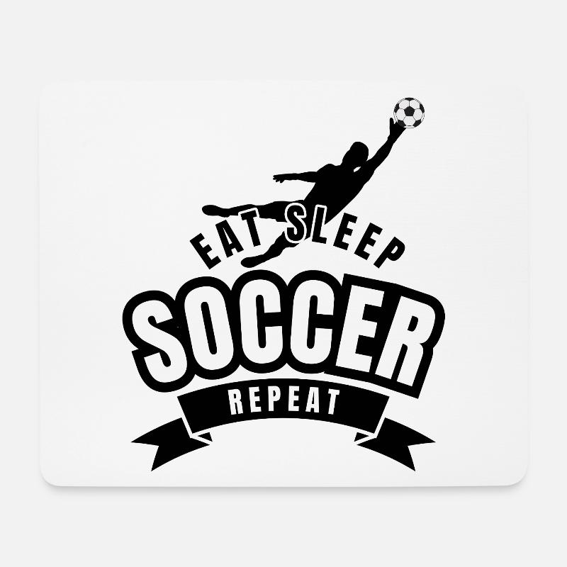 Essen Schlaf Fußball Wiederholen - Mousepad (Querformat) - Weiß