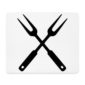 Grill, couverts, barbecue, équipe de food truck grill - Tapis de souris (format paysage) - blanc - Devant