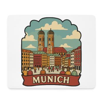 Münchner Frauenkirche Retro Reiseaufkleber - Mousepad (Querformat) - Weiß - Vorne