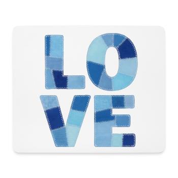 Patchwork Love Blue - Tapis de souris (format paysage) - blanc - Devant