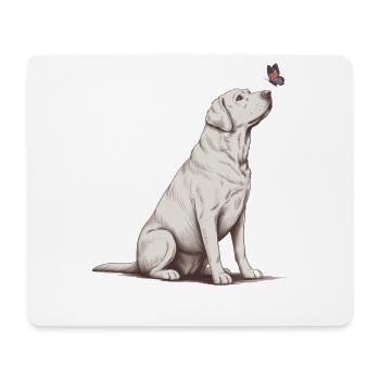 Labrador Retriever mit Schmetterling Skizze  - Mousepad (Querformat) - Weiß - Vorne