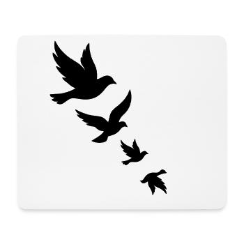 Sticker Oiseaux Volants Silhouette Liberté - Tapis de souris (format paysage) - blanc - Devant
