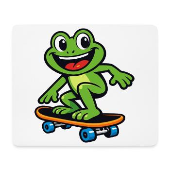 Frosch auf Skateboard – Cartoon-Design - Mousepad (Querformat) - Weiß - Vorne