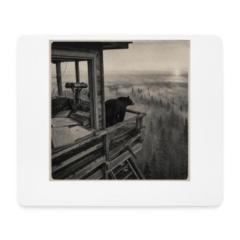 Wildlife Bear Fog Forest Animal Crime Vintage - Mouse Pad (horizontal) - white - Front