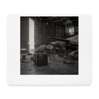 Vintage Airplane Hangar Photography Noir Animal - Mouse Pad (horizontal) - white - Front