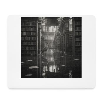 Lost Place Library Black White Art Heron - Mouse Pad (horizontal) - white - Front
