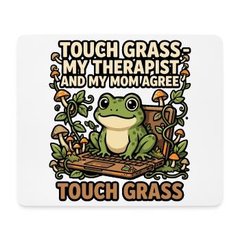 Touch Grass Frosch Computer Humor - Mousepad (Querformat) - Weiß - Vorne