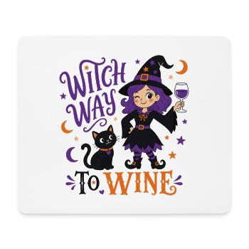 Witch Way to Wine - Hexen T-Shirt - Mousepad (Querformat) - Weiß - Vorne